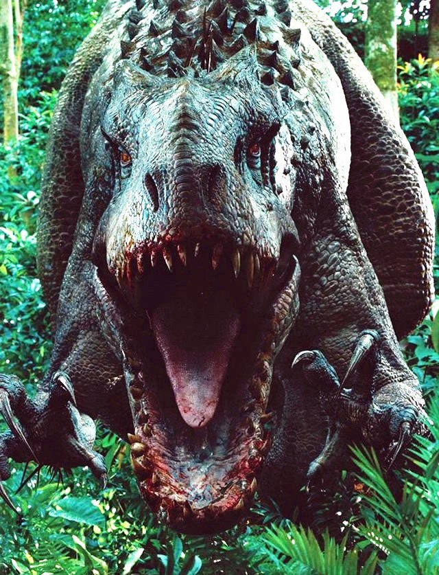 《侏罗纪世界》人造恐龙正面照 尖牙利嘴凶悍异常